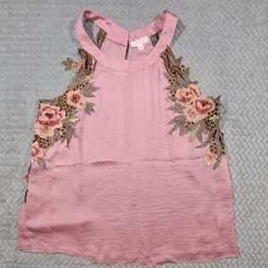 a'gaci Pink Floral Embroidered Blouse